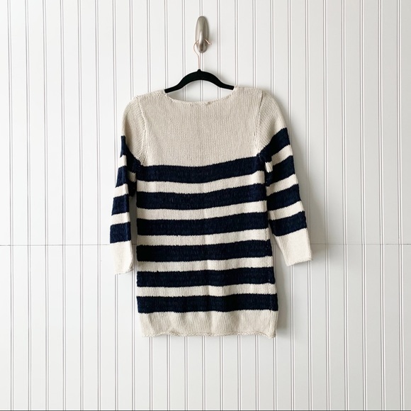 Tommy Bahama Womens Small Tan Blue Striped Cable Knit Sweater - Picture 4 of 5